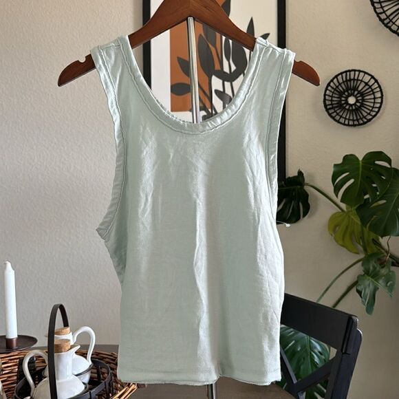 NWOT Free People Back to the Basics Tank Scoop Neck Cotton XS Cropped Seaglass - Picture 7 of 11